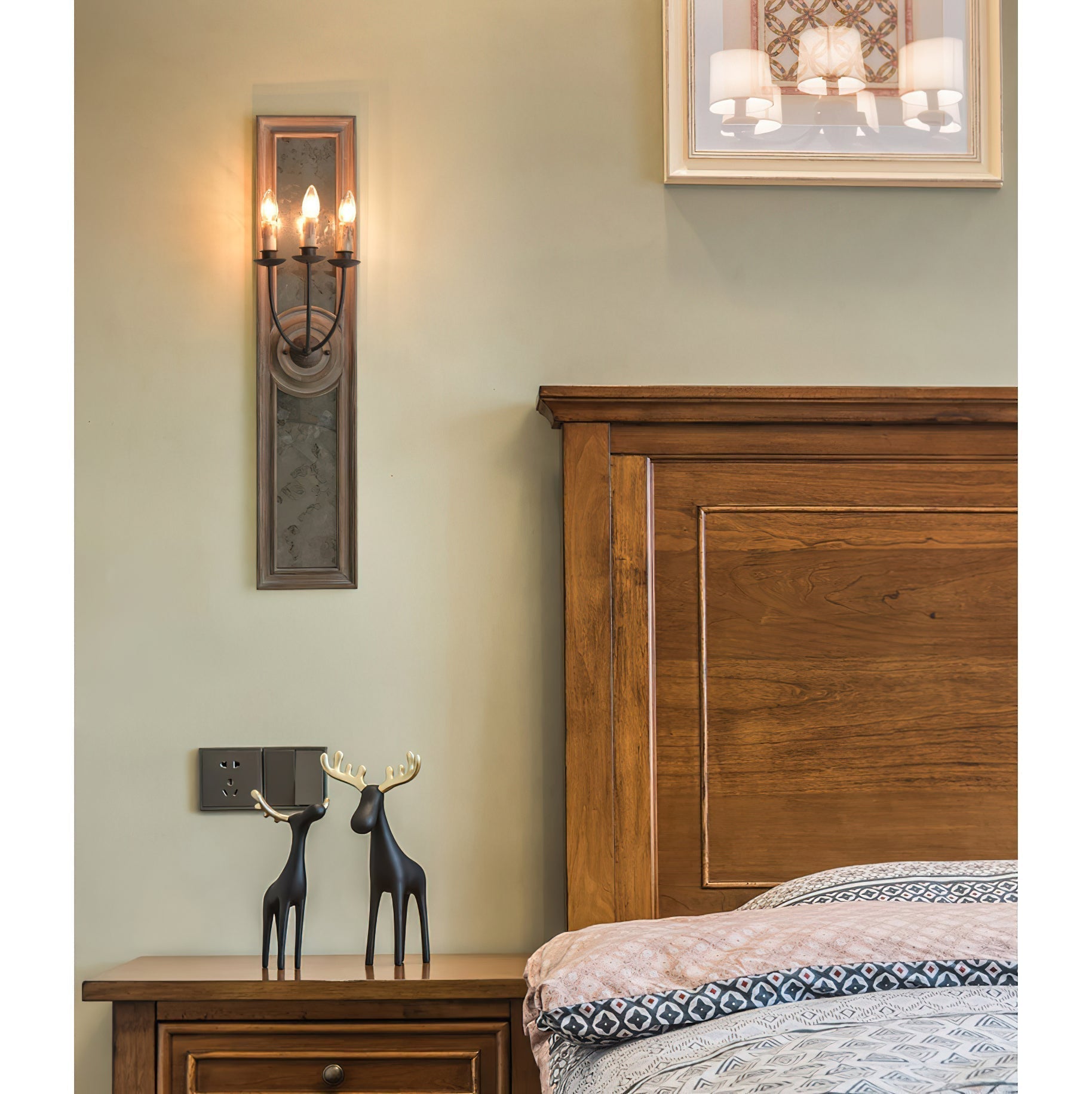 Phasis 3-Light Mirrored Elegance Vintage Metal Sconce Wall Lamp - Lamp Copper