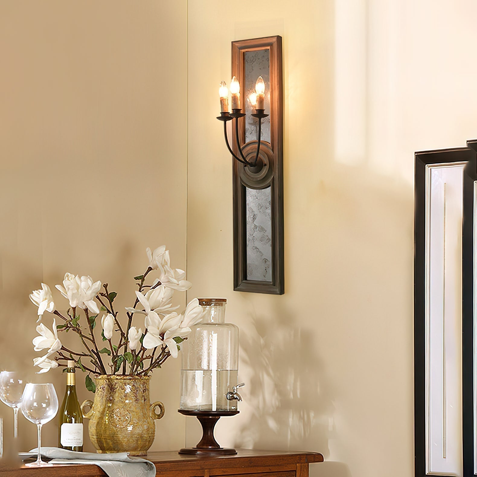 Phasis 3-Light Mirrored Elegance Vintage Metal Sconce Wall Lamp - Lamp Copper