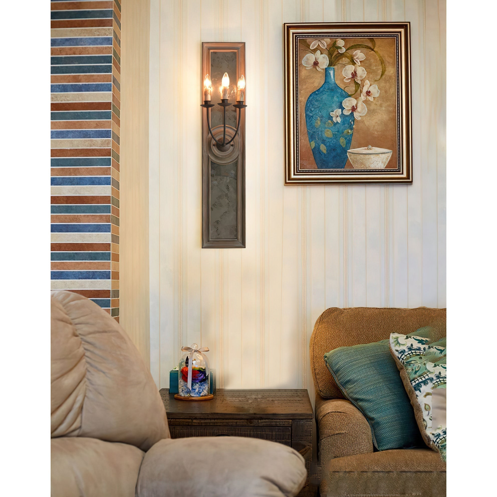 Phasis 3-Light Mirrored Elegance Vintage Metal Sconce Wall Lamp - Lamp Copper