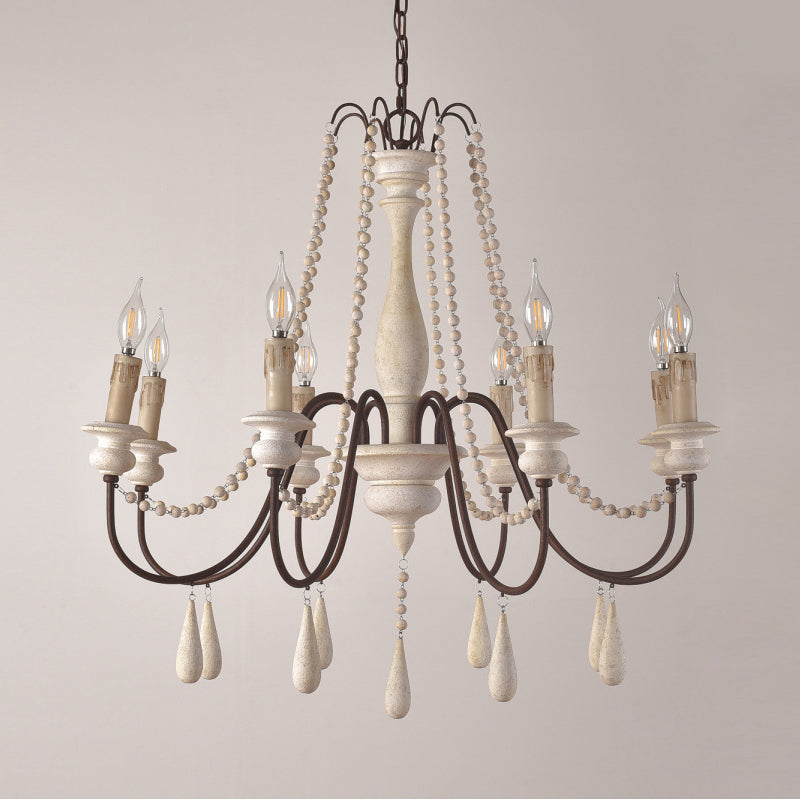 Rive Style Postmodern Luxury Beaded Wooden Metal Chandelier - Lamp Copper