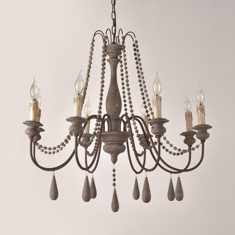 Rive Style Postmodern Luxury Beaded Wooden Metal Chandelier - Lamp Copper