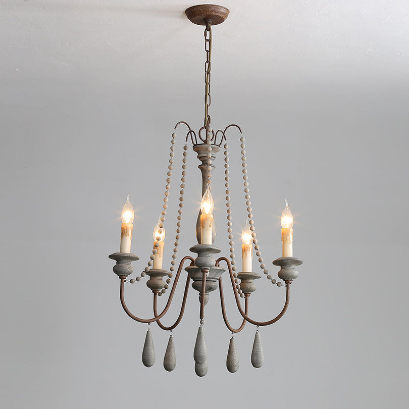 Rive Style Postmodern Luxury Beaded Wooden Metal Chandelier - Lamp Copper