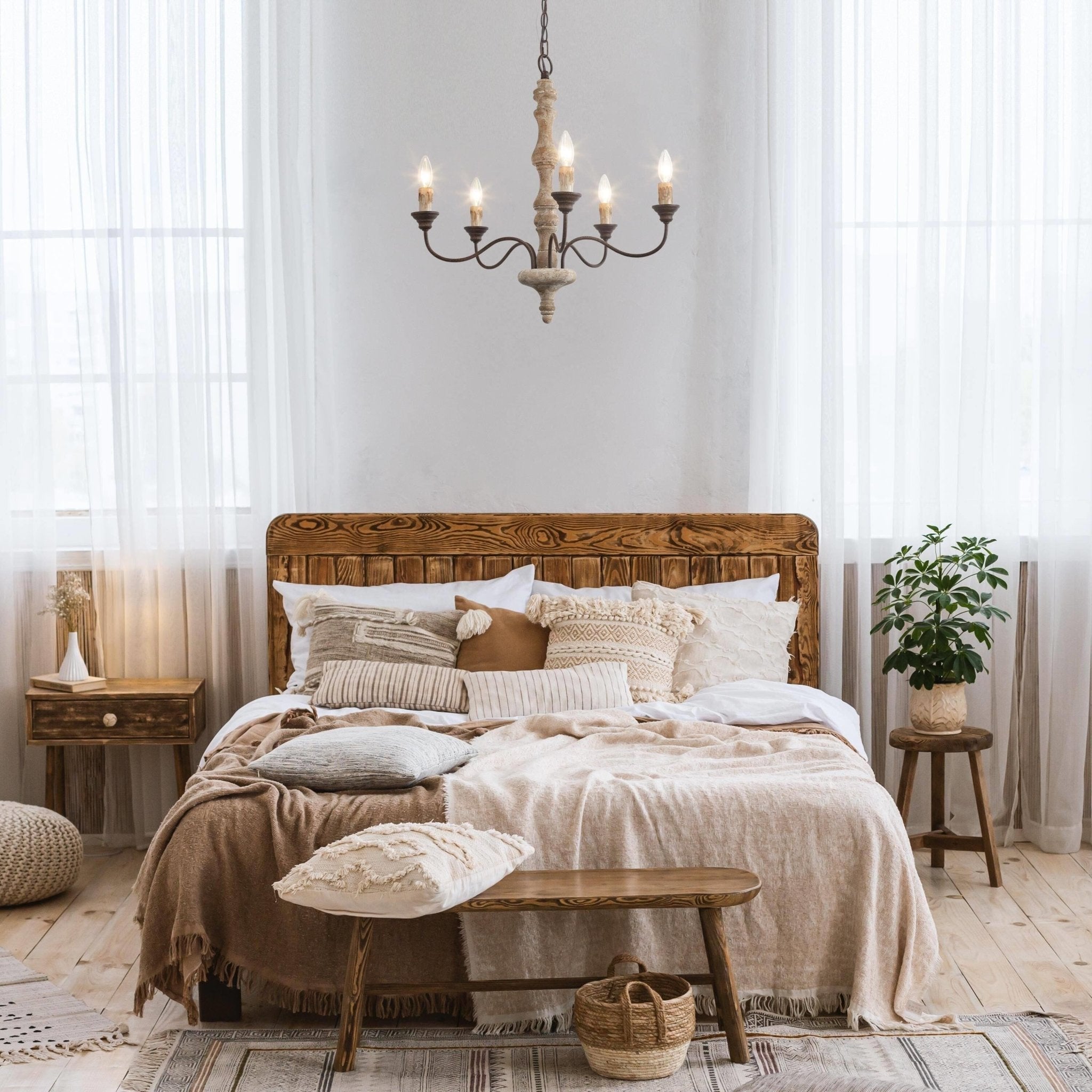 Aurora Chandelier Candlestick Farmhouse Rustic - Letslighting