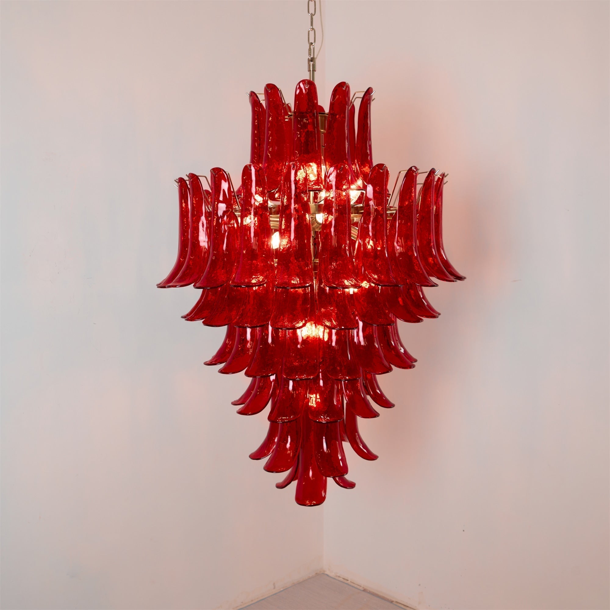 Zinc Postmodern Luxury Petal Glass Metal Chandelier - Lamp Copper