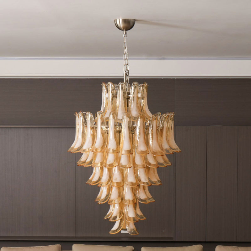 Zinc Postmodern Luxury Petal Glass Metal Chandelier - Lamp Copper