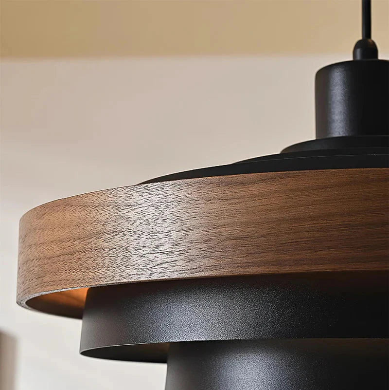 Muto Modern Round   Pendant Light  Wood