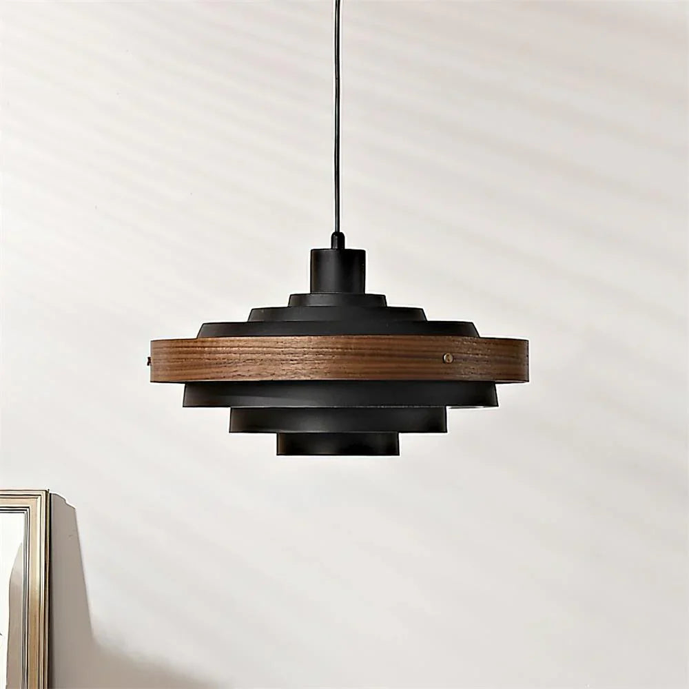 Muto Modern Round   Pendant Light  Wood