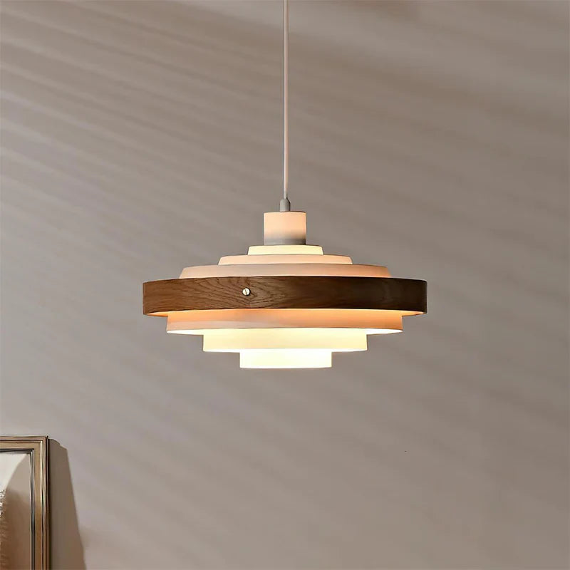 Muto Modern Round   Pendant Light  Wood
