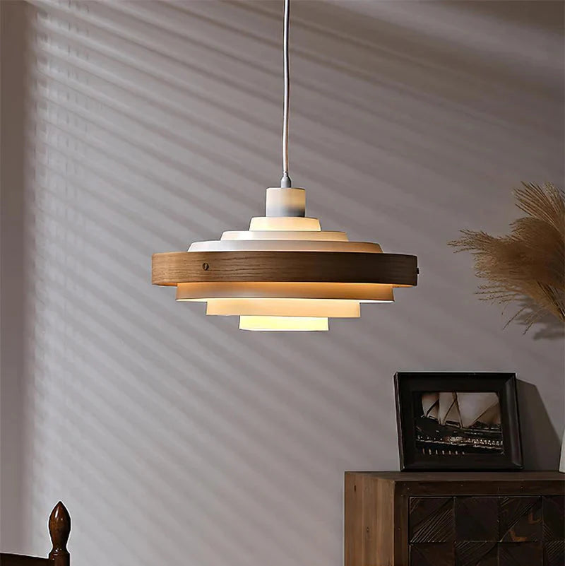 Muto Modern Round   Pendant Light  Wood