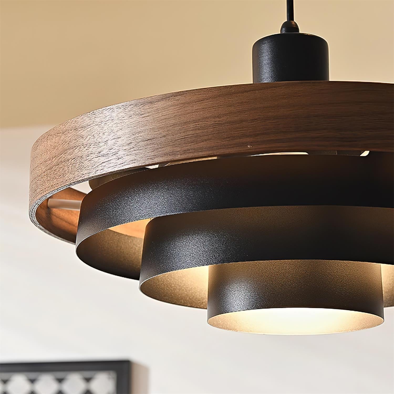 Muto Modern Round   Pendant Light  Wood