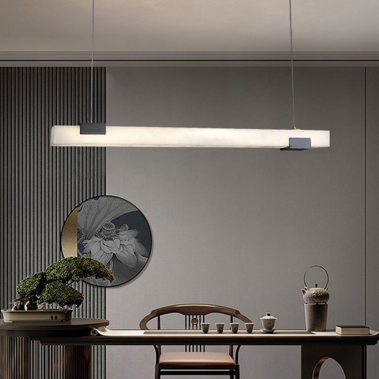 Avert Modern Minimalist Brass Alabaster Pendant Light - Lamp Copper