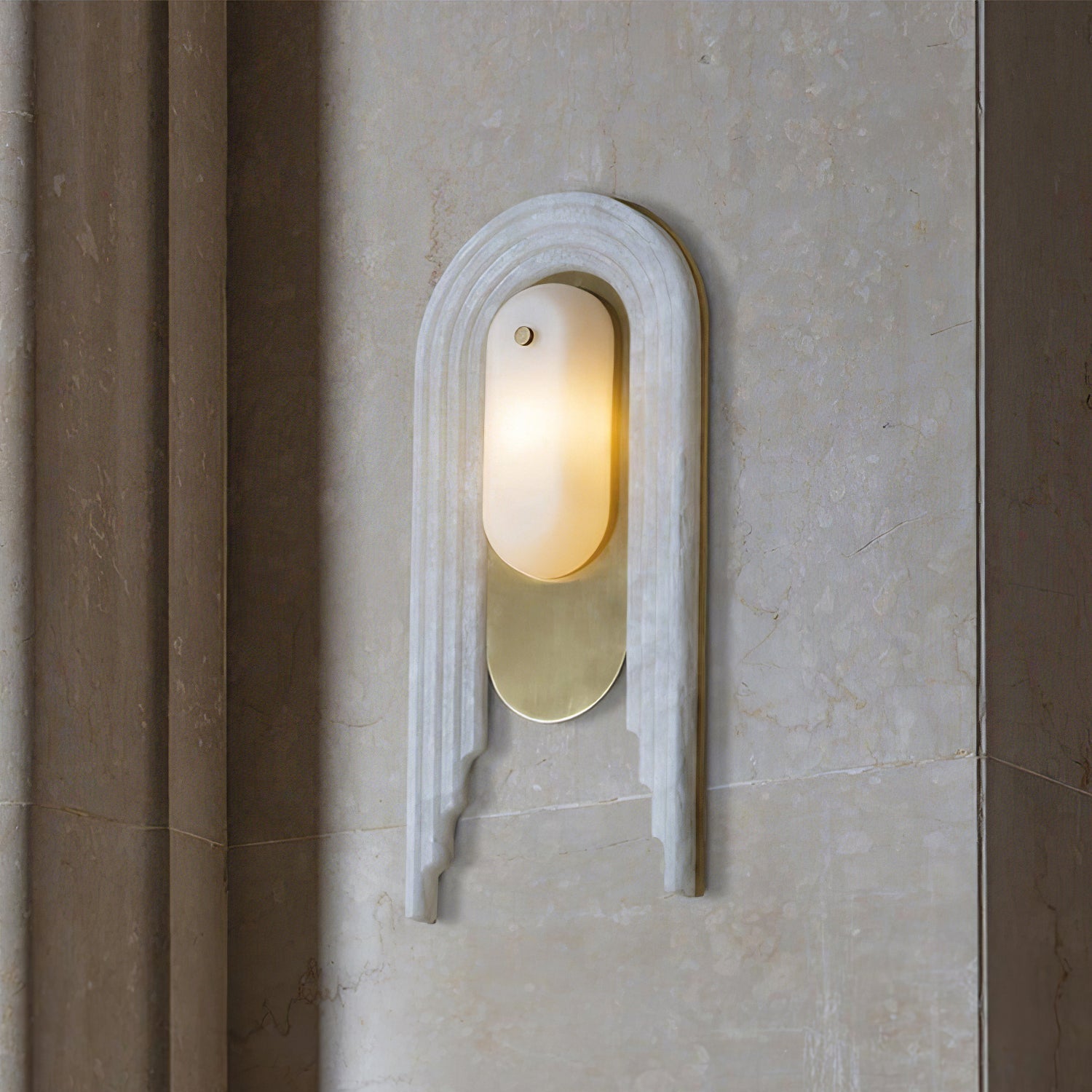 Sytalion Arch Alabaster Wall Light - Letslighting