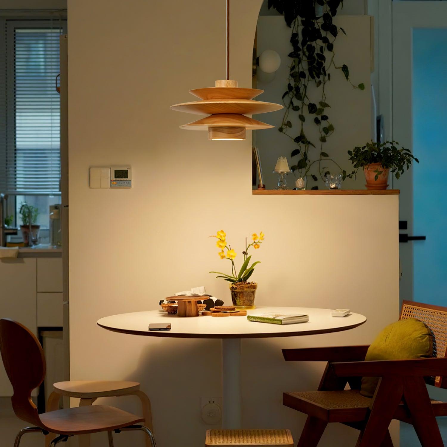 Cascade Wooden Disc Pendant Lamp - Letslighting