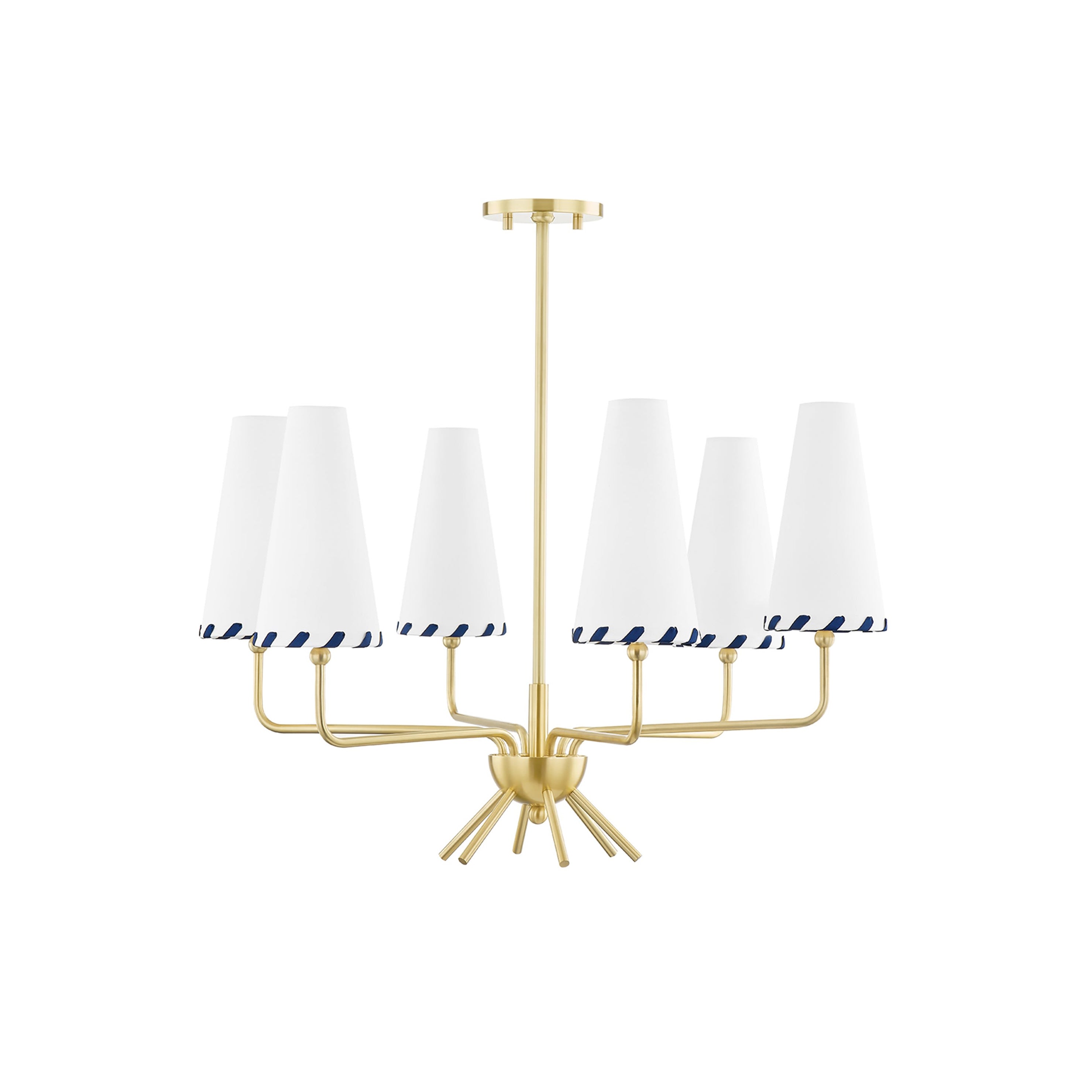 Haven Vintage Mid-century Brass Fabric Chandelier - Lamp Copper