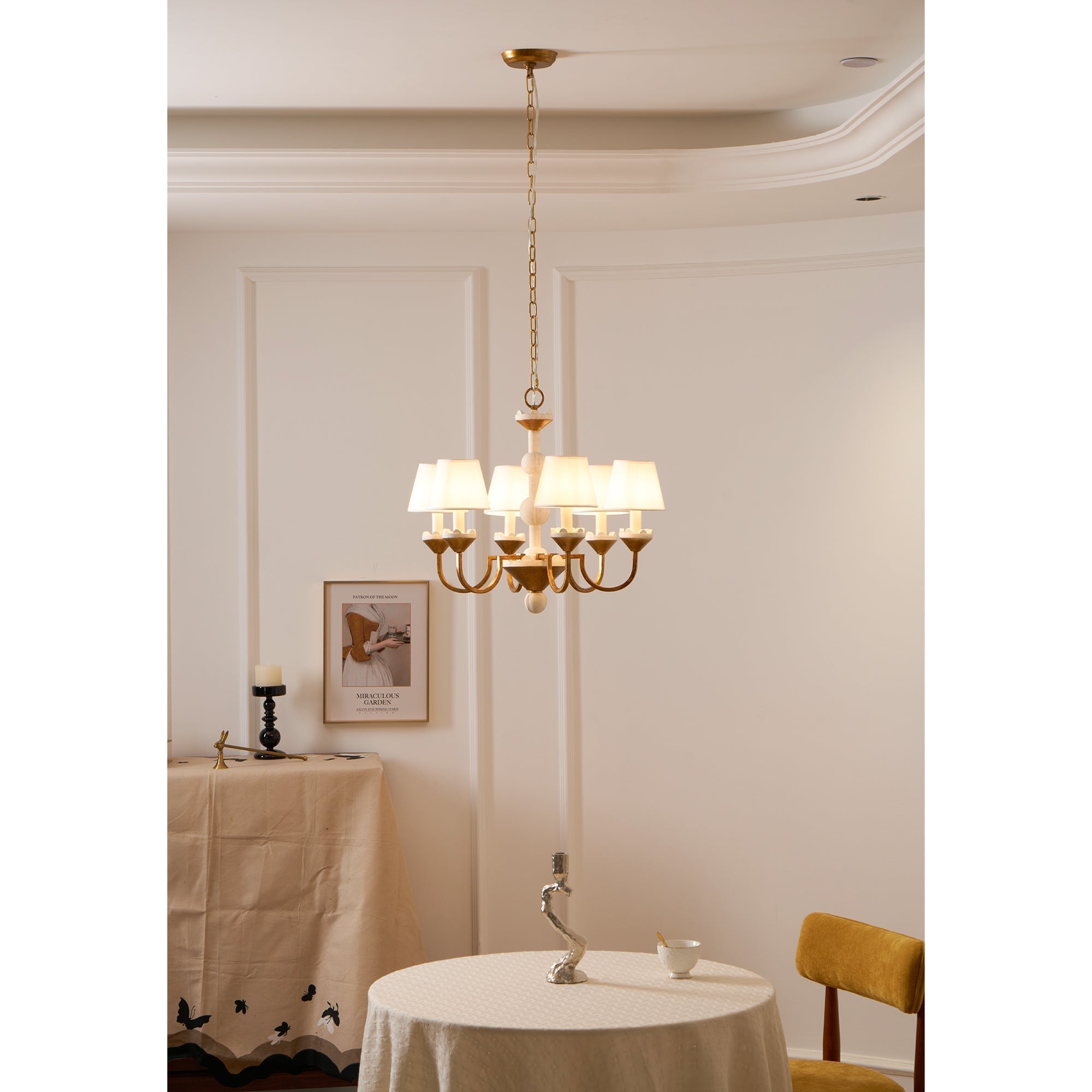Quest Elegance Vintage Metal Fabric Chandelier - Lamp Copper