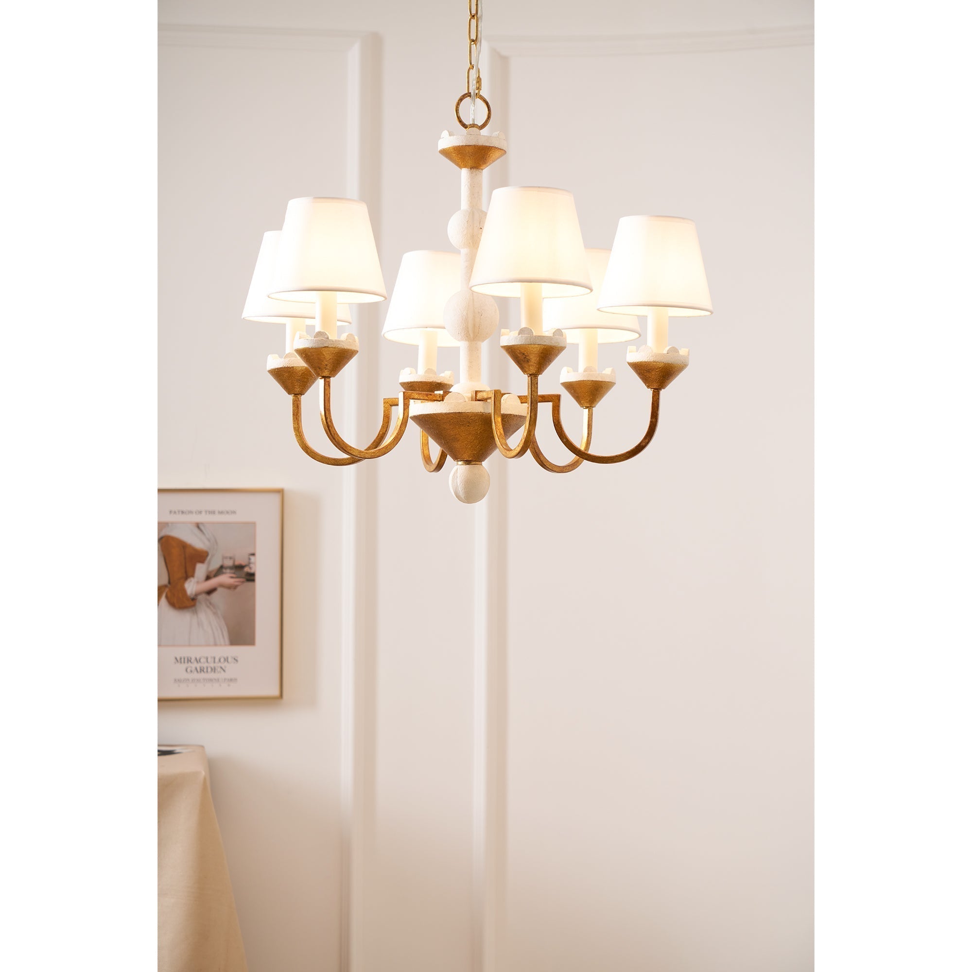 Quest Elegance Vintage Metal Fabric Chandelier - Lamp Copper