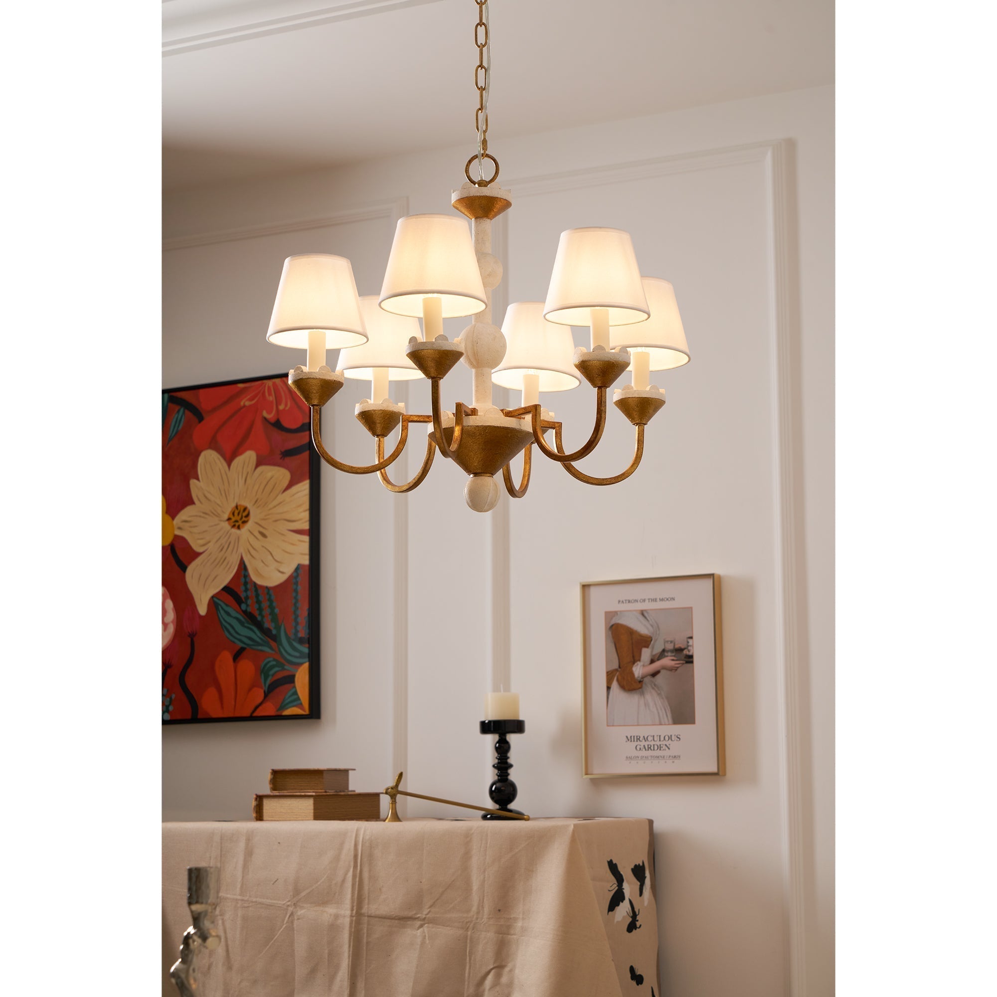 Quest Elegance Vintage Metal Fabric Chandelier - Lamp Copper