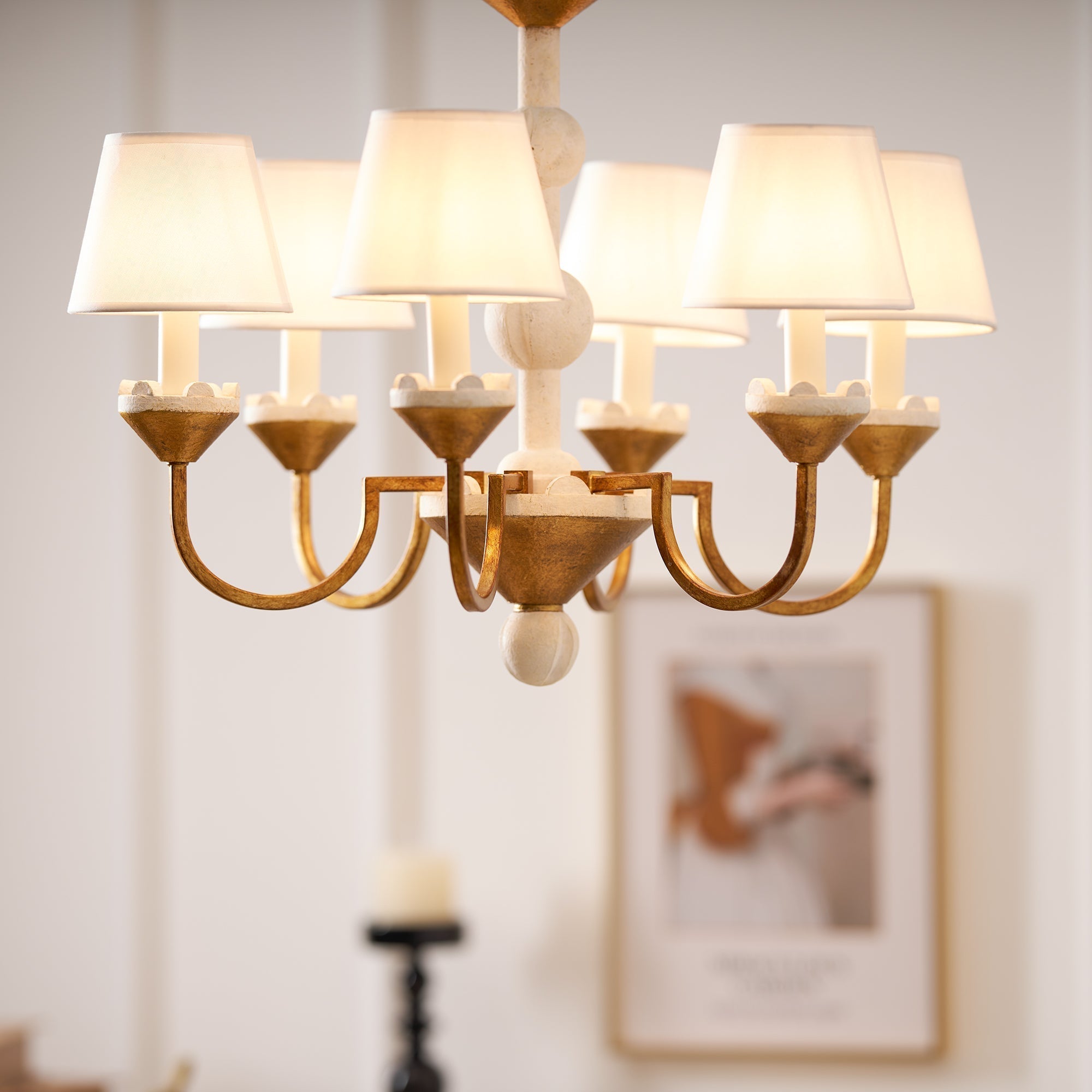 Quest Elegance Vintage Metal Fabric Chandelier - Lamp Copper