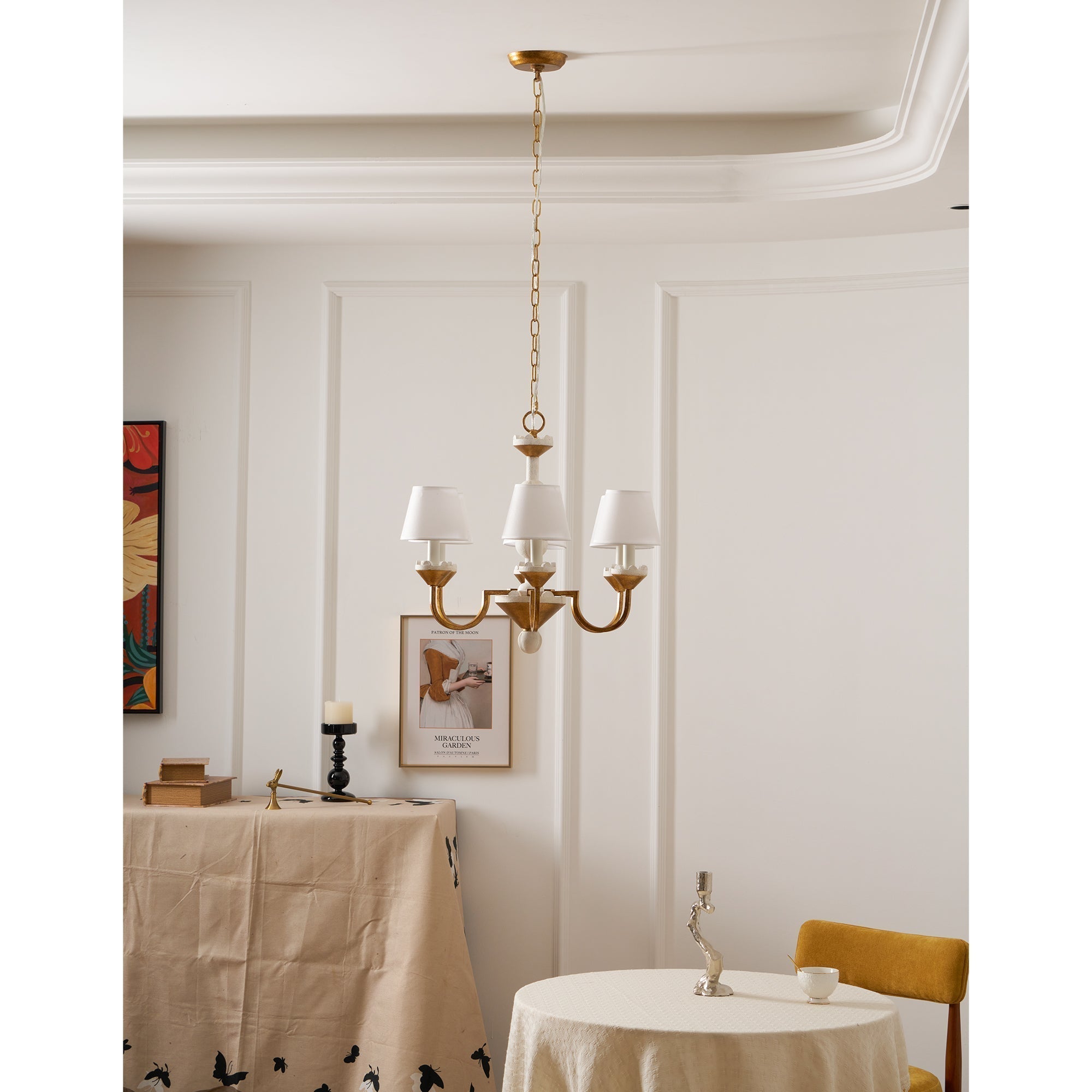 Quest Elegance Vintage Metal Fabric Chandelier - Lamp Copper
