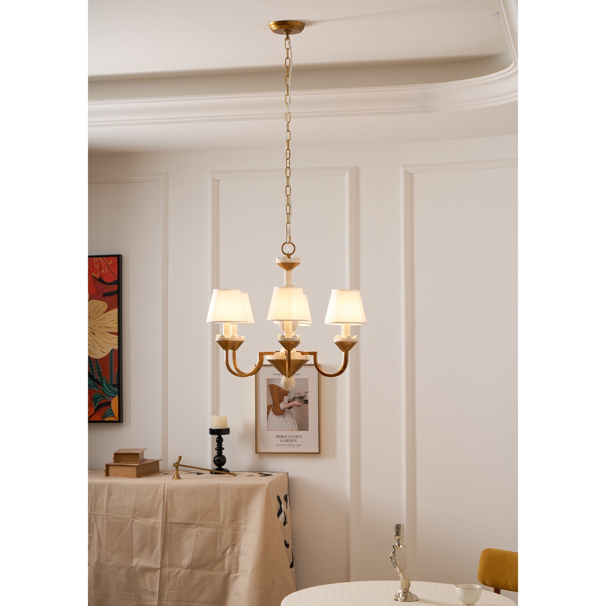 Quest Elegance Vintage Metal Fabric Chandelier - Lamp Copper
