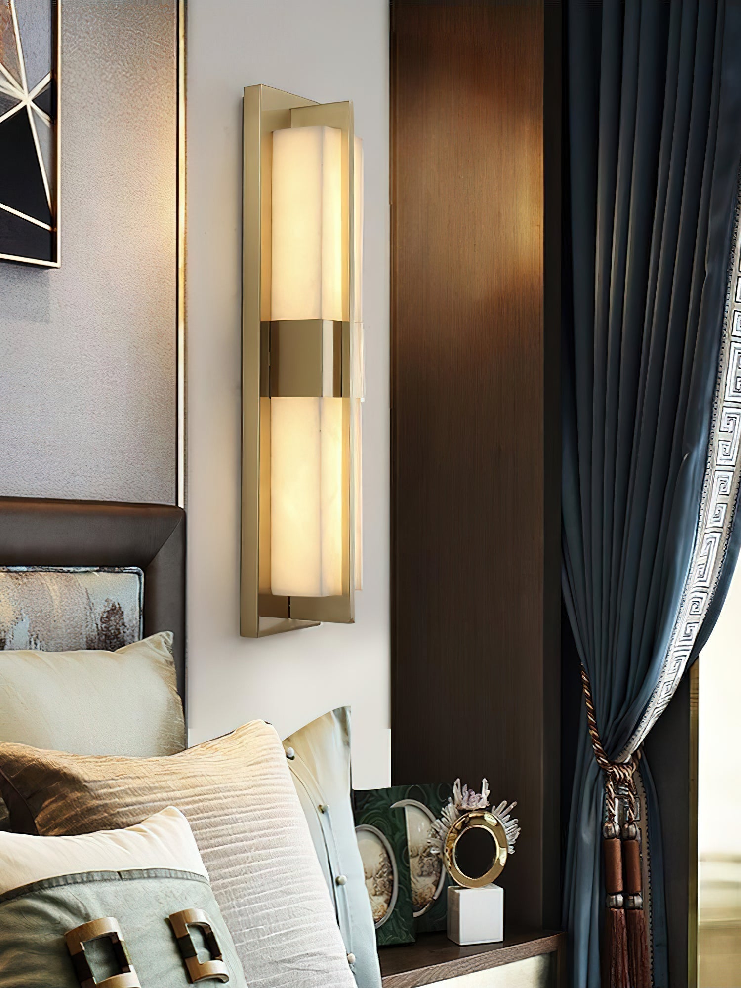 Yale LED Modern Minimalist Brass Alabaster Sconce Wall Lamp - Lamp Copper