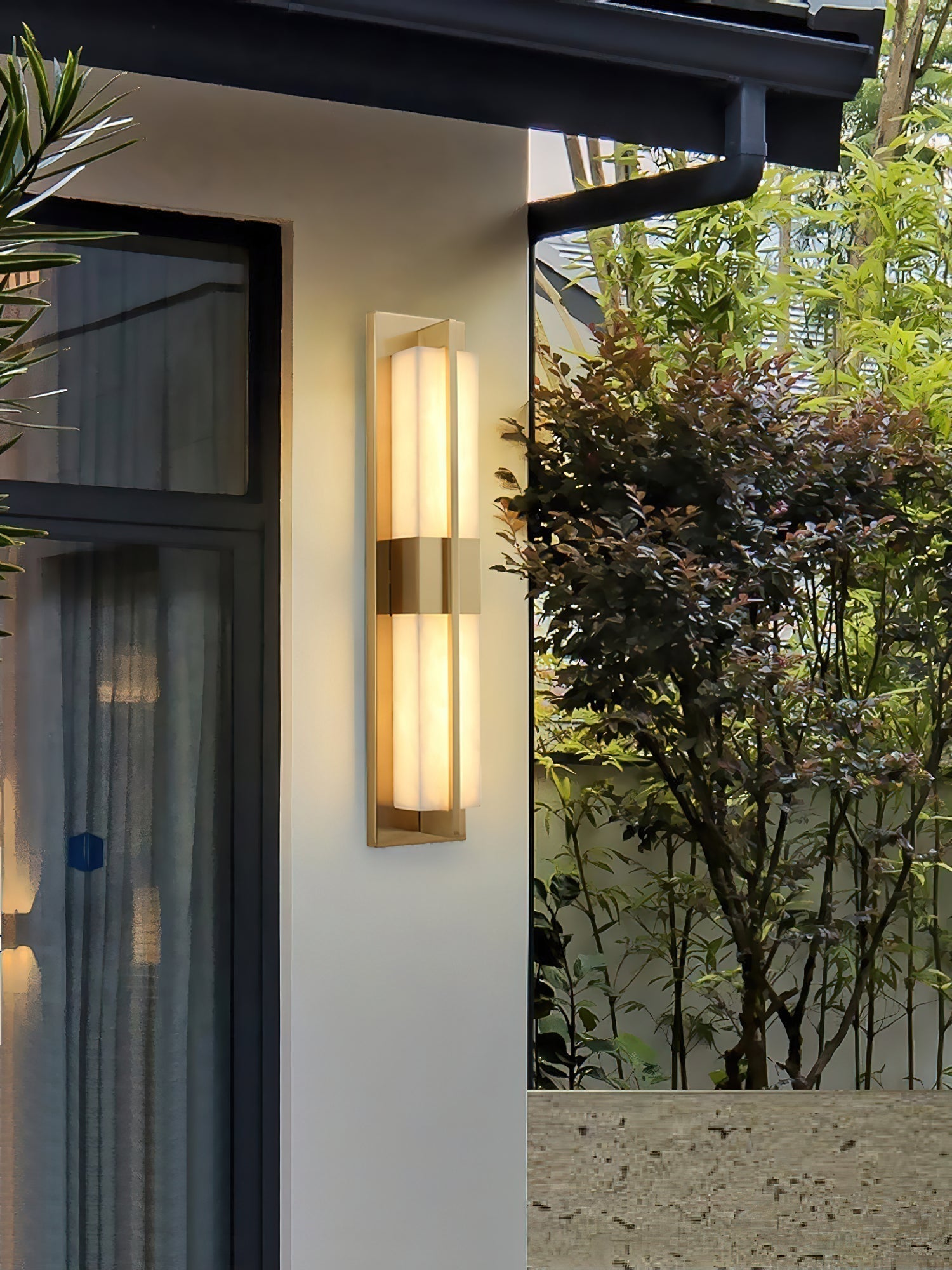 Yale LED Modern Minimalist Brass Alabaster Sconce Wall Lamp - Lamp Copper