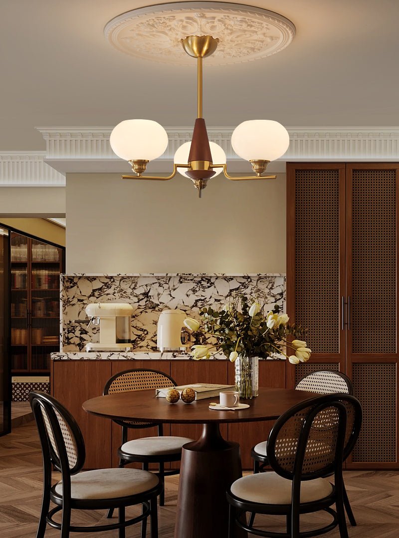 Celeste Sphere Walnut Chandelier - Letslighting