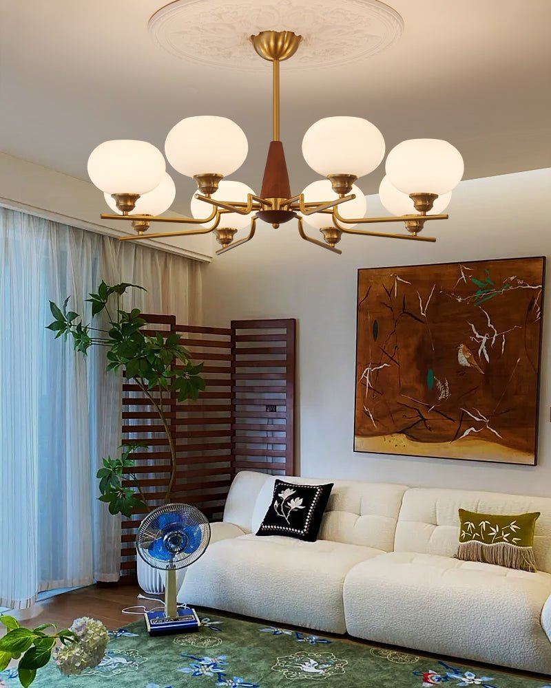 Celeste Sphere Walnut Chandelier - Letslighting