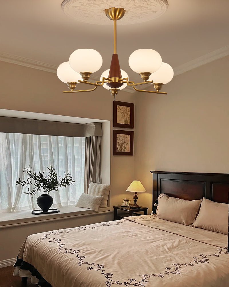 Celeste Sphere Walnut Chandelier - Letslighting