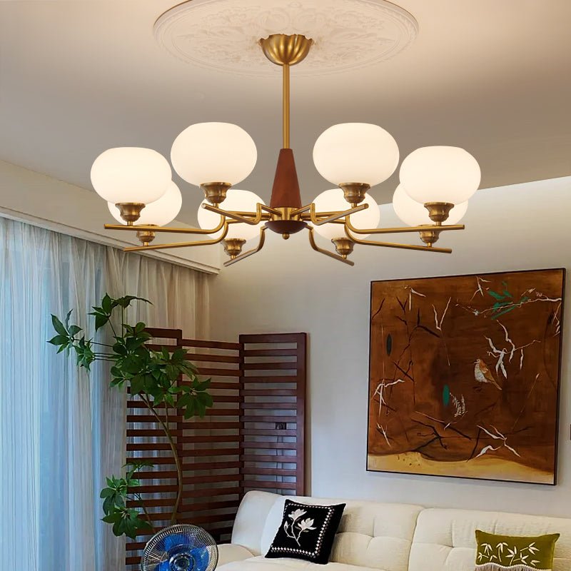 Celeste Sphere Walnut Chandelier - Letslighting