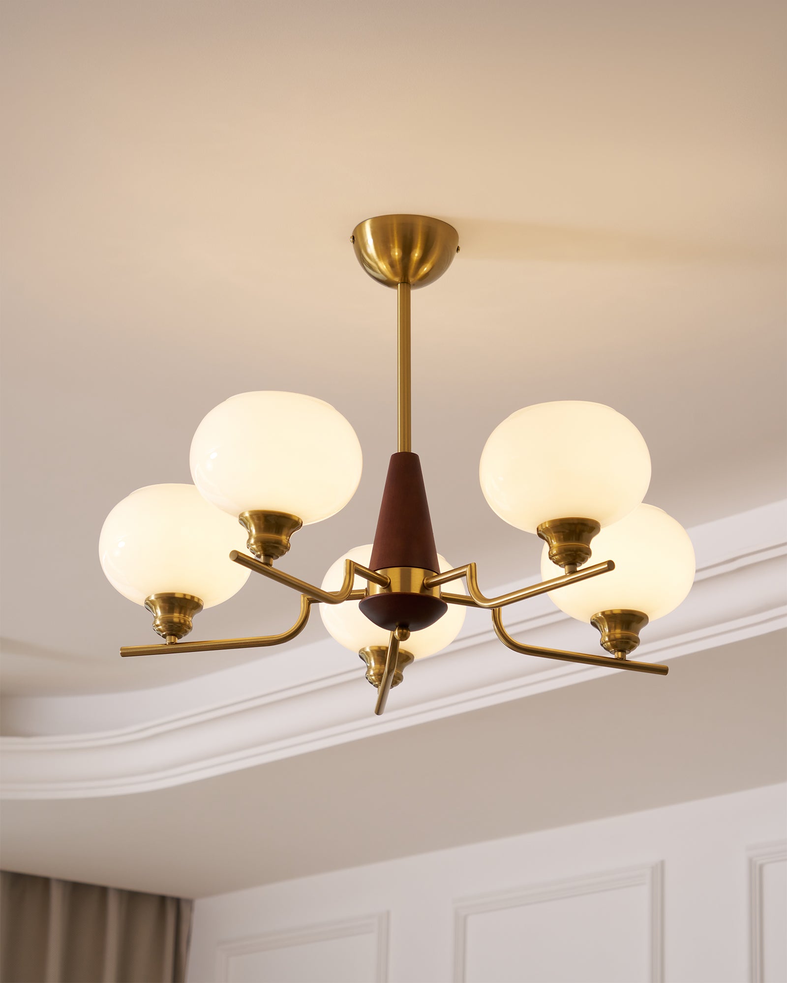 Celeste Sphere Walnut Chandelier - Letslighting
