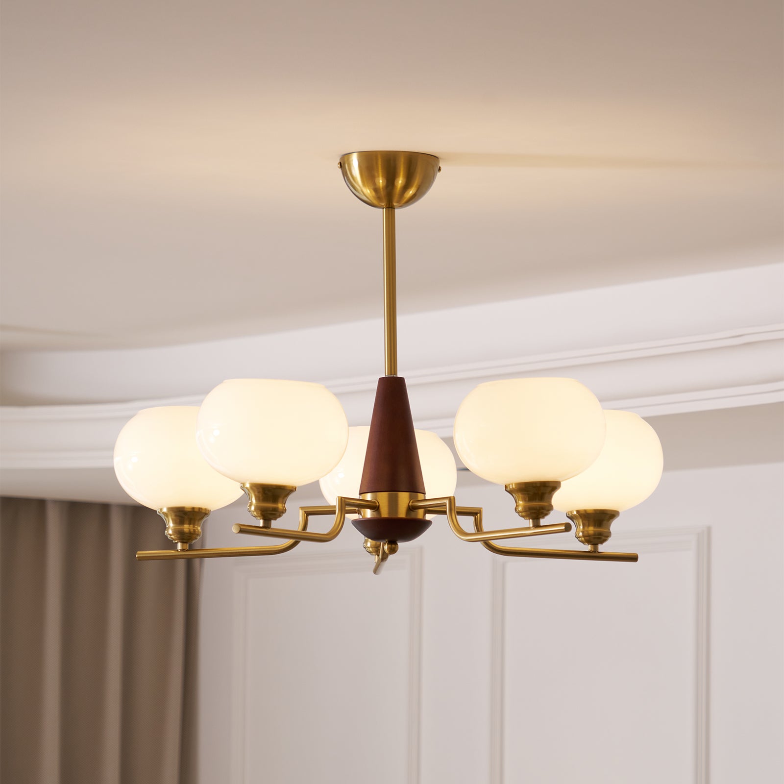 Celeste Sphere Walnut Chandelier - Letslighting