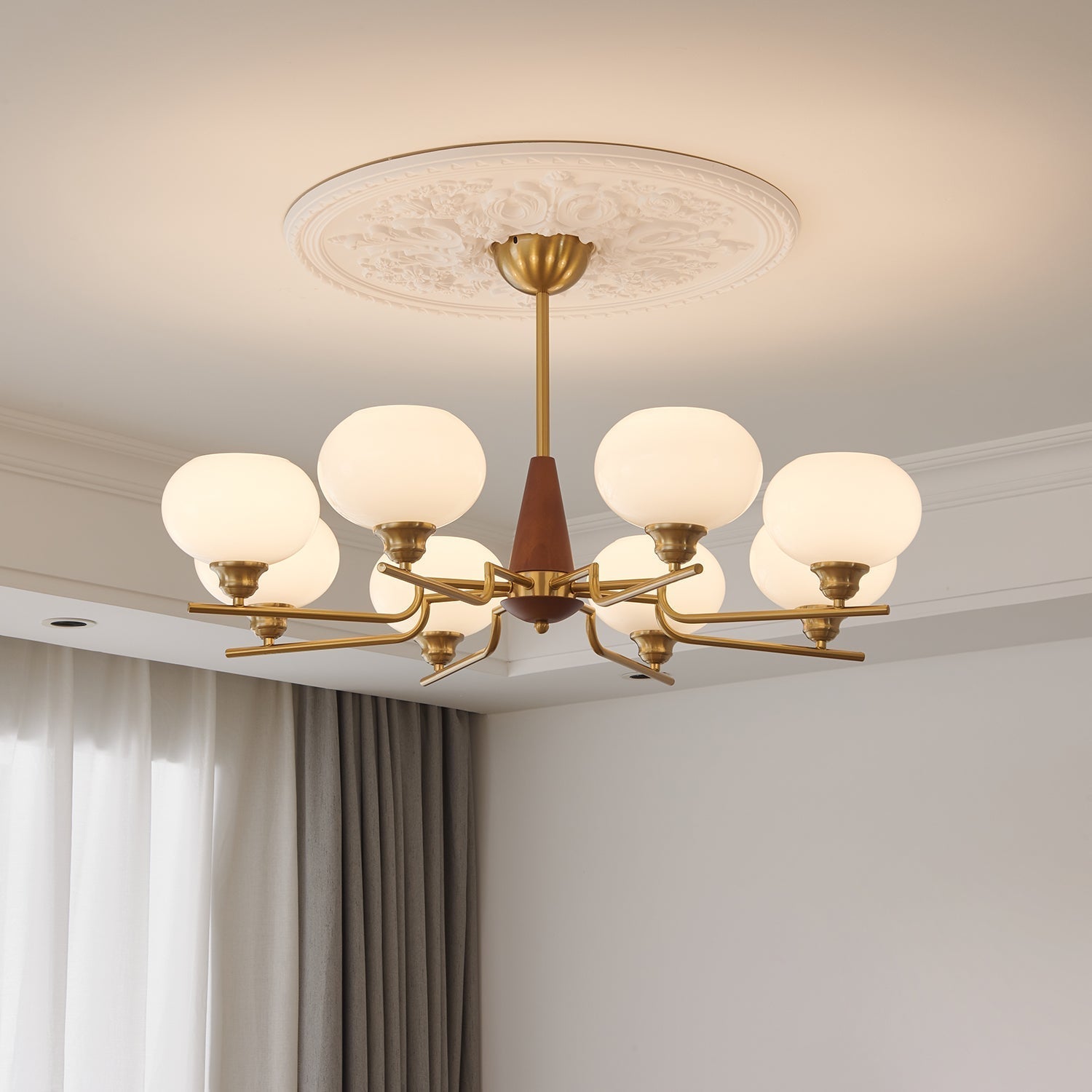 Celeste Sphere Walnut Chandelier - Letslighting