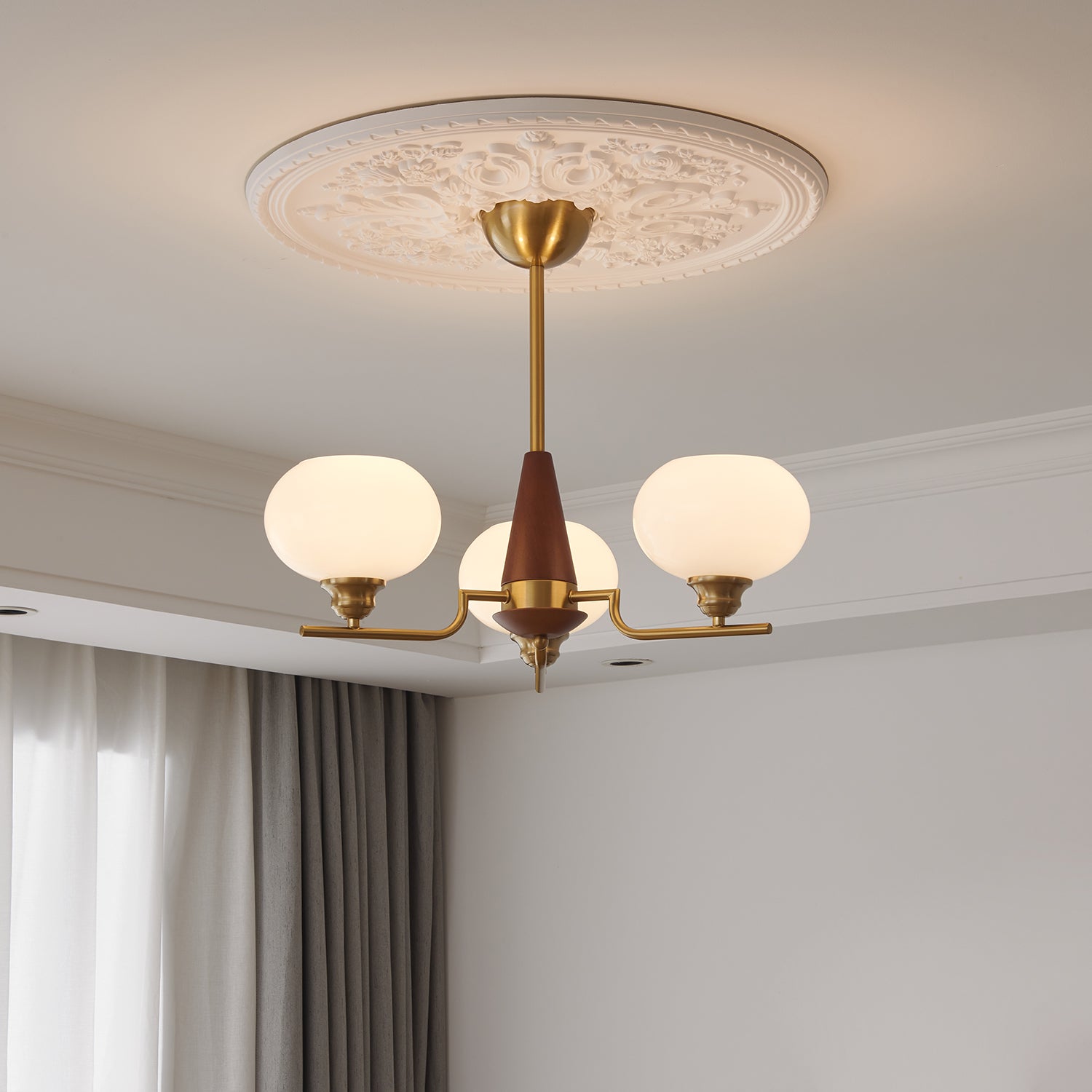 Celeste Sphere Walnut Chandelier - Letslighting