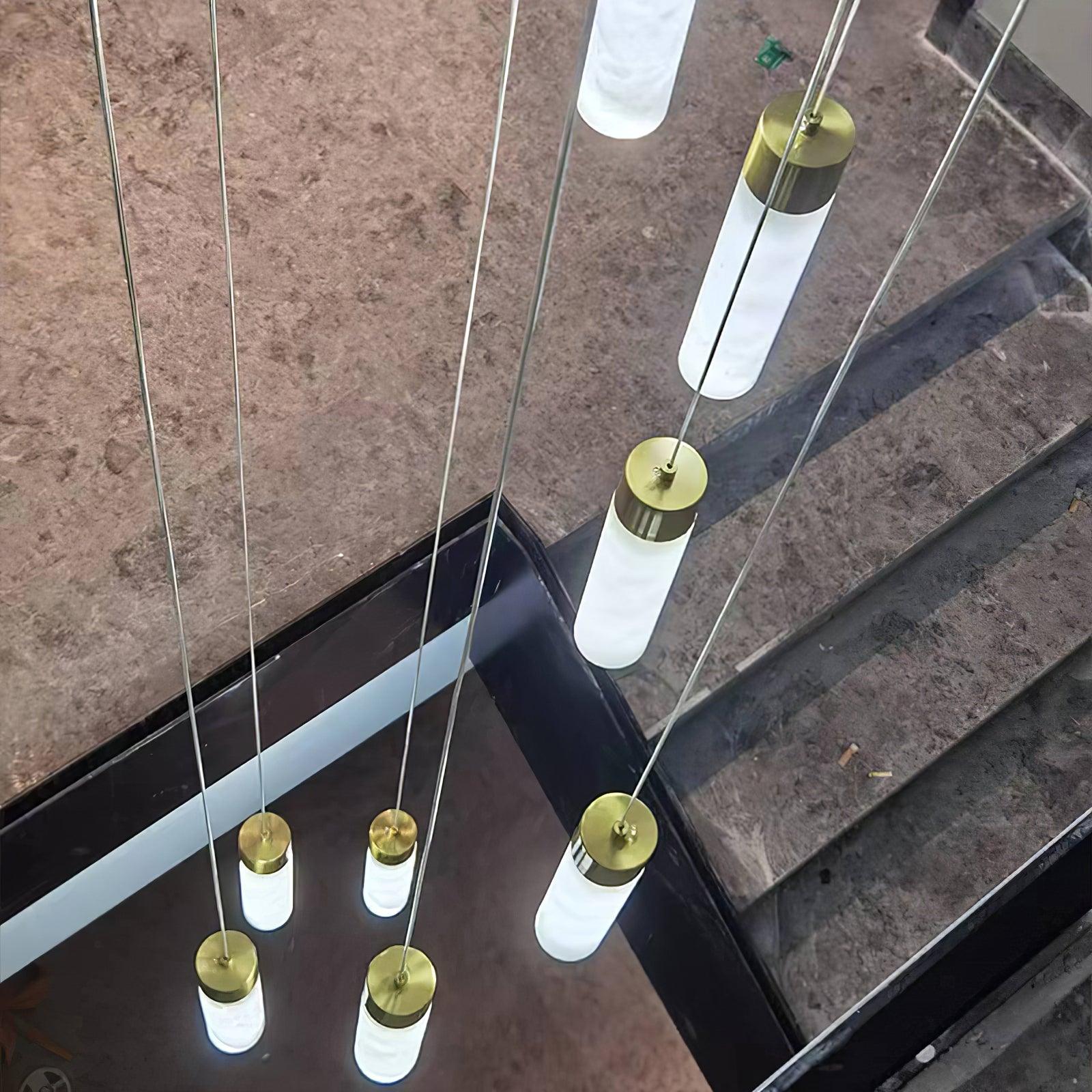 Zeal Modern Minimalist Cascade Alabaster Chandelier - Lamp Copper