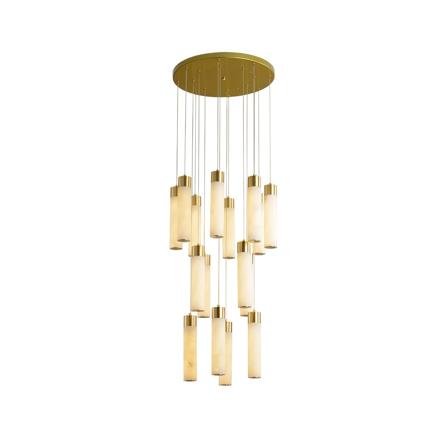 Zeal Modern Minimalist Cascade Alabaster Chandelier - Lamp Copper