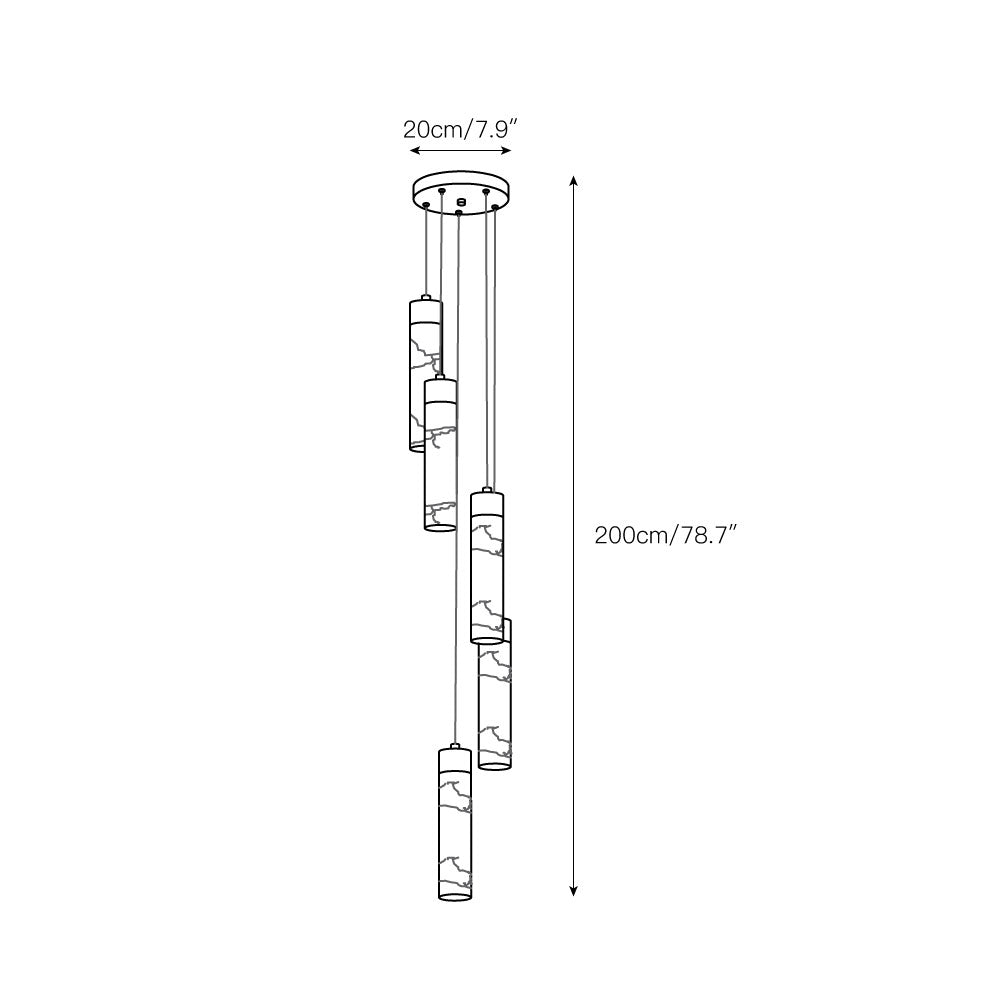 Zeal Modern Minimalist Cascade Alabaster Chandelier - Lamp Copper