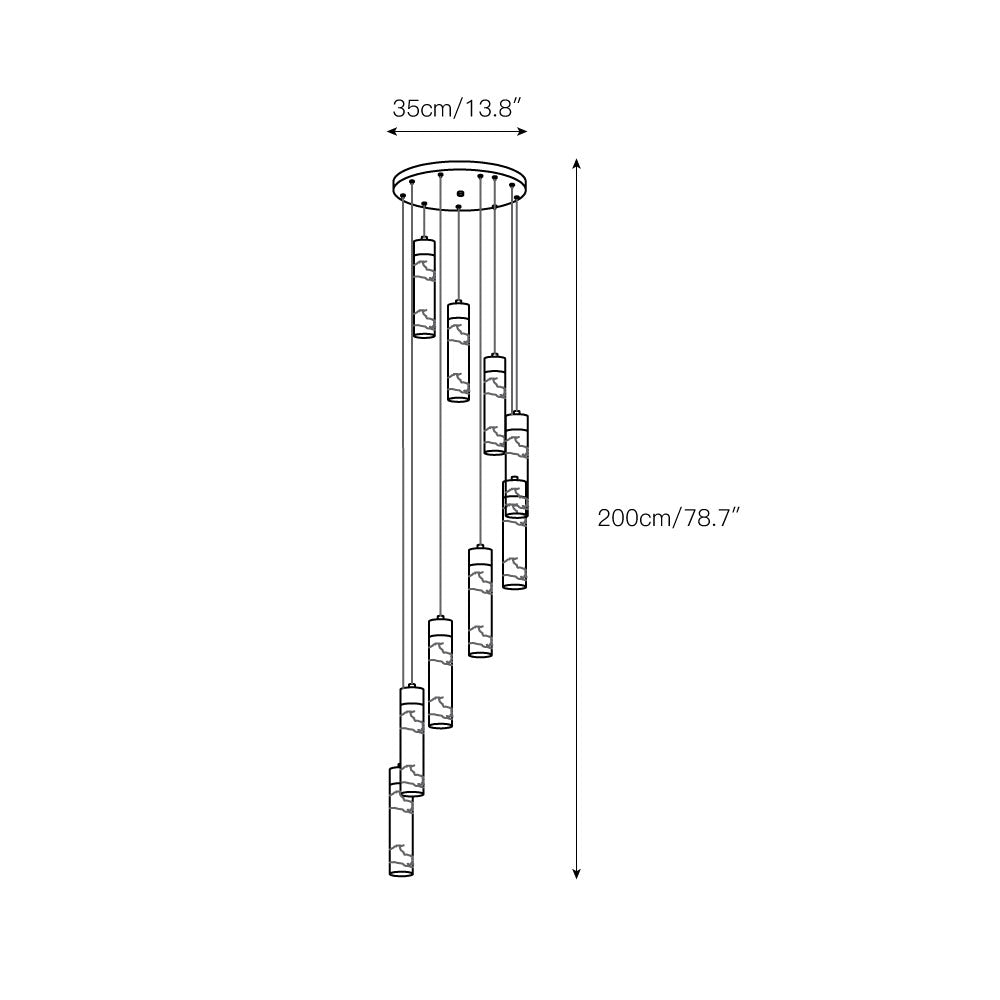 Zeal Modern Minimalist Cascade Alabaster Chandelier - Lamp Copper