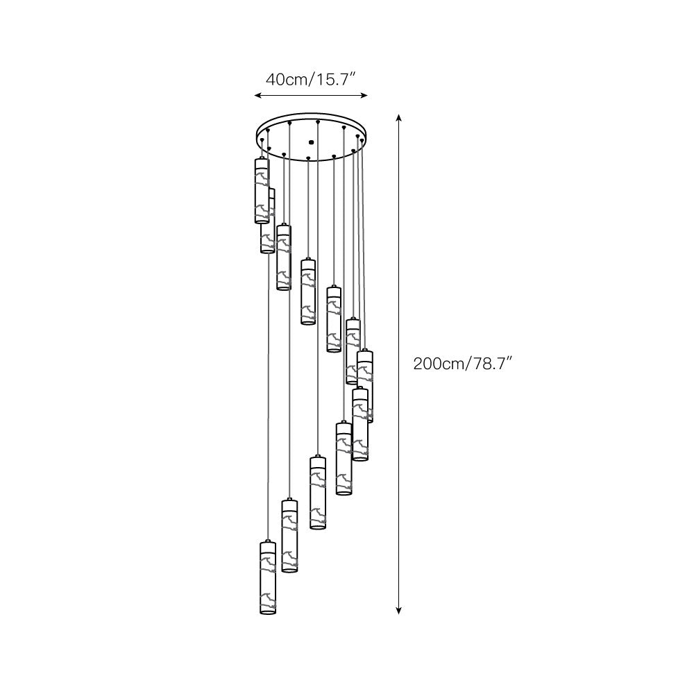 Zeal Modern Minimalist Cascade Alabaster Chandelier - Lamp Copper