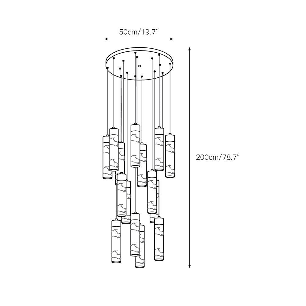 Zeal Modern Minimalist Cascade Alabaster Chandelier - Lamp Copper