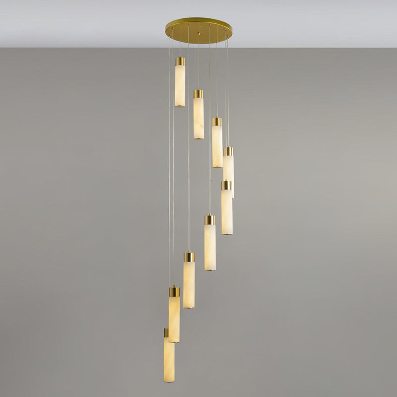 Zeal Modern Minimalist Cascade Alabaster Chandelier - Lamp Copper