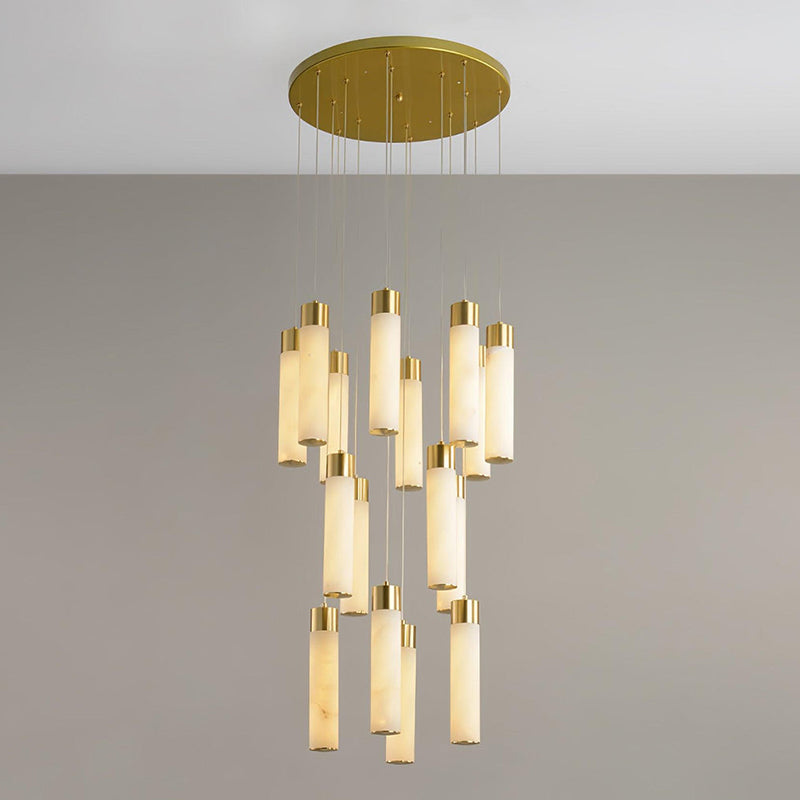 Zeal Modern Minimalist Cascade Alabaster Chandelier - Lamp Copper