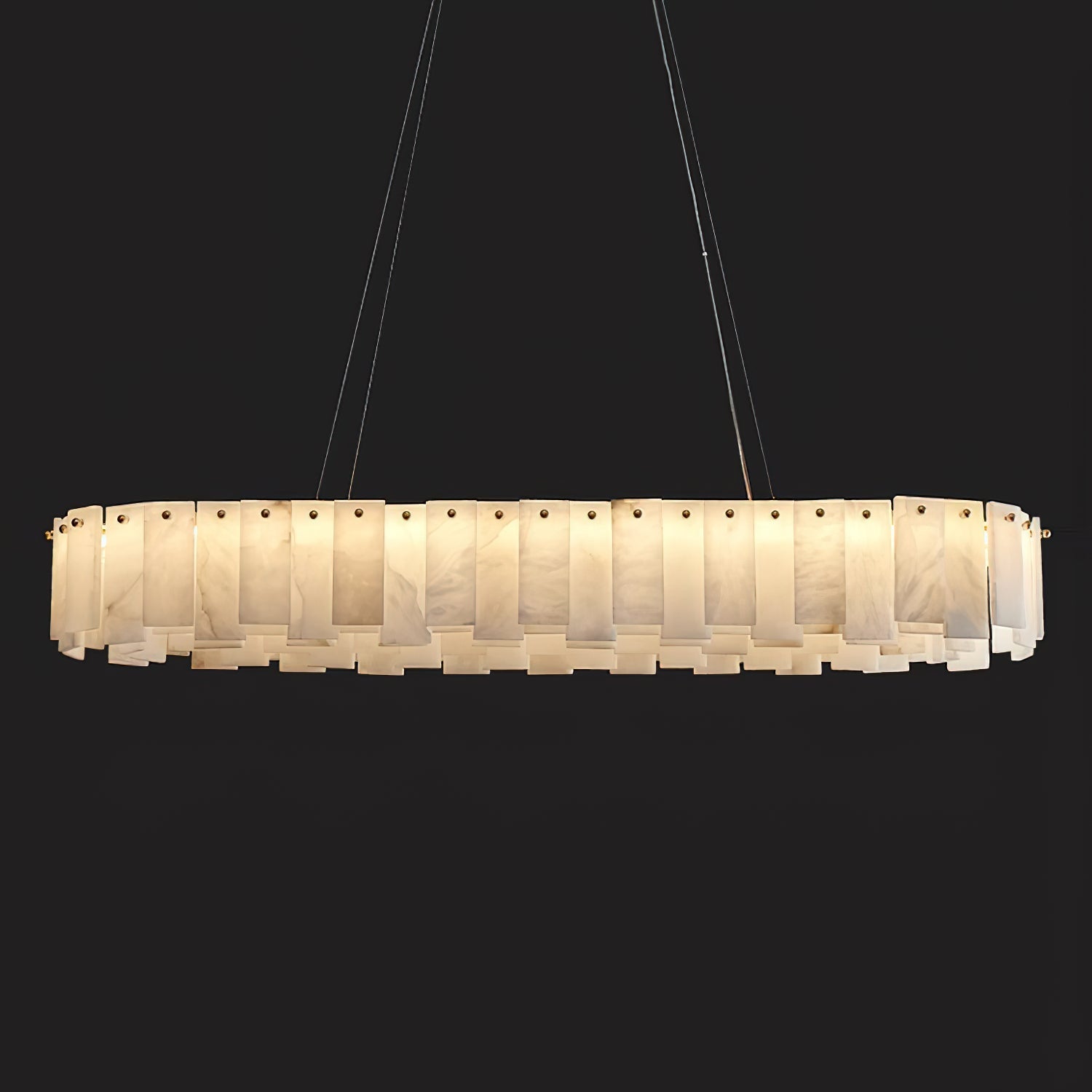 Aero Postmodern Luxury Round Brass Alabaster Chandelier - Lamp Copper