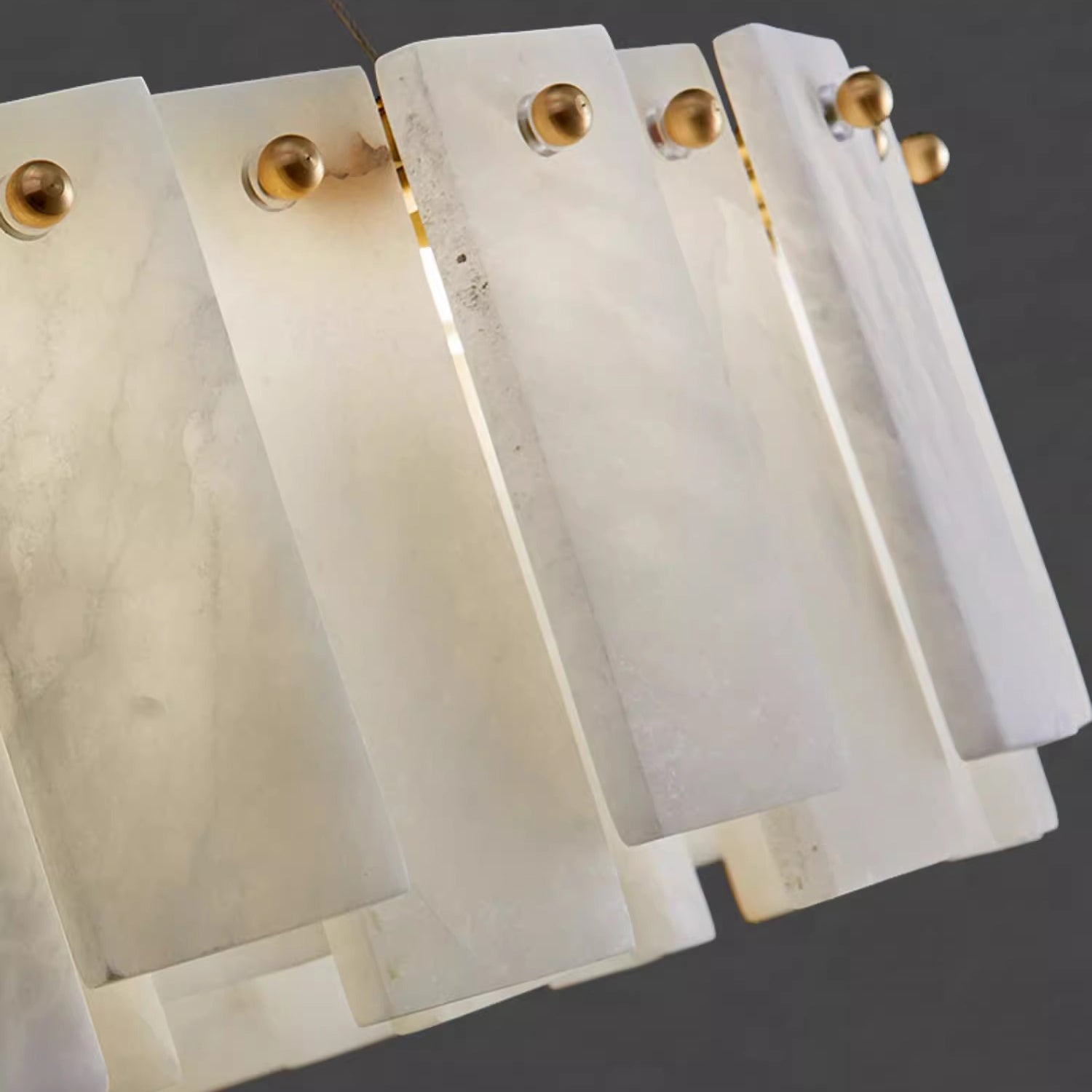 Aero Postmodern Luxury Round Brass Alabaster Chandelier - Lamp Copper