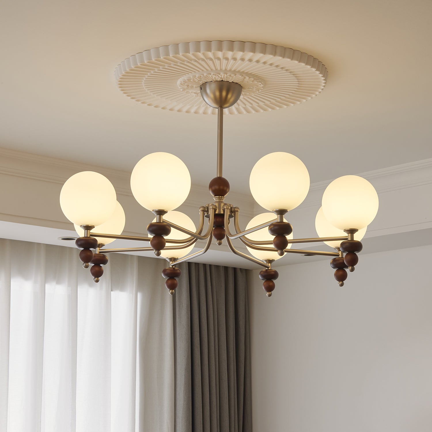 Celestial Sphere Walnut Chandelier - Letslighting