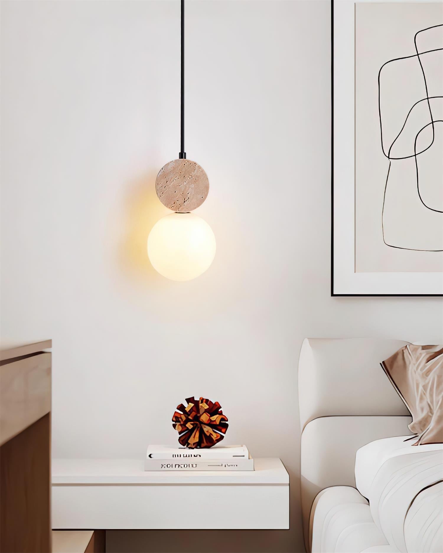 Lunara Travertine Geometric Pendant Light - Letslighting