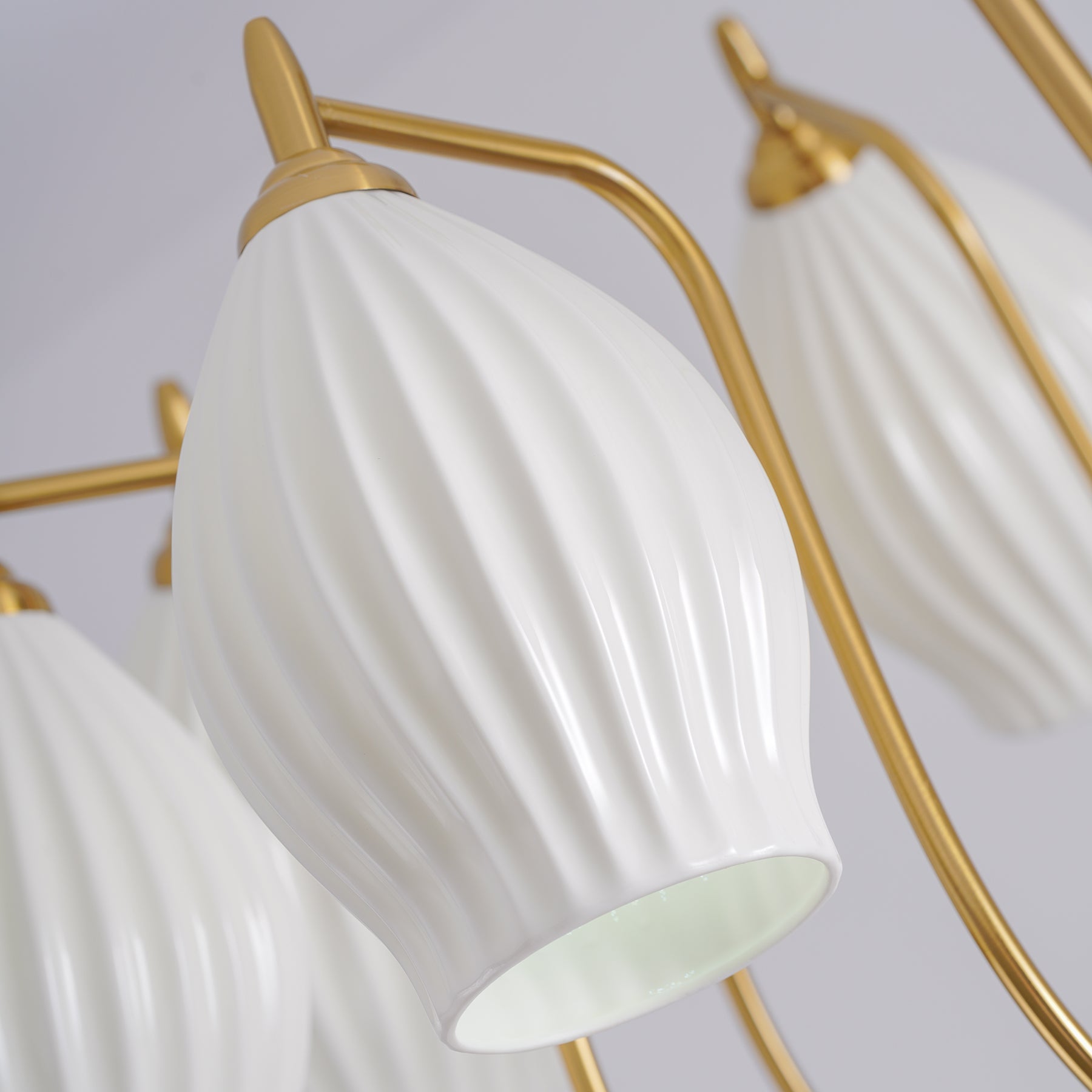 Lustra Chandelier Ceramic Ribbed Sculptural Glass Elegant - Letslighting