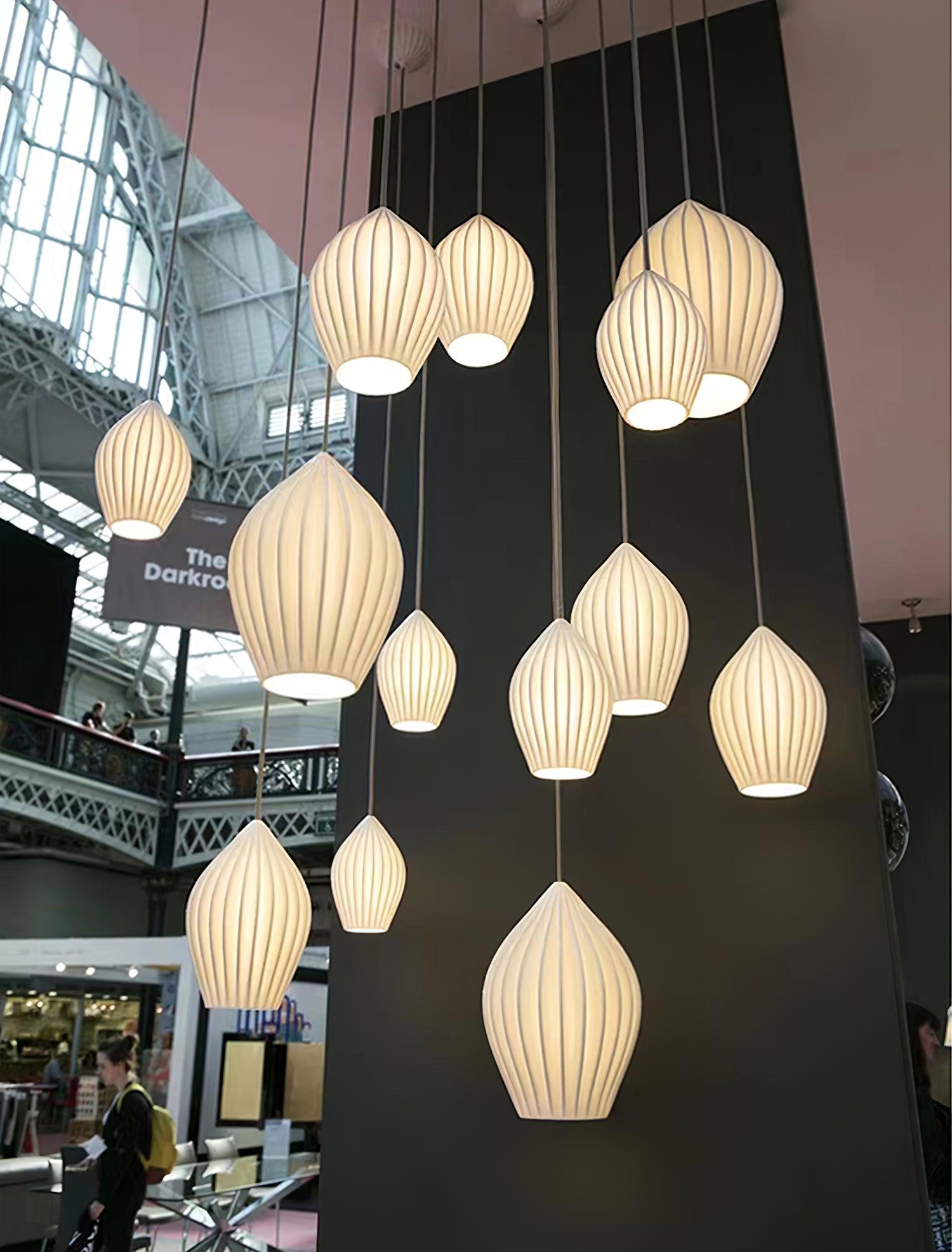 Ceramic Ribbed Pendant Light - Letslighting