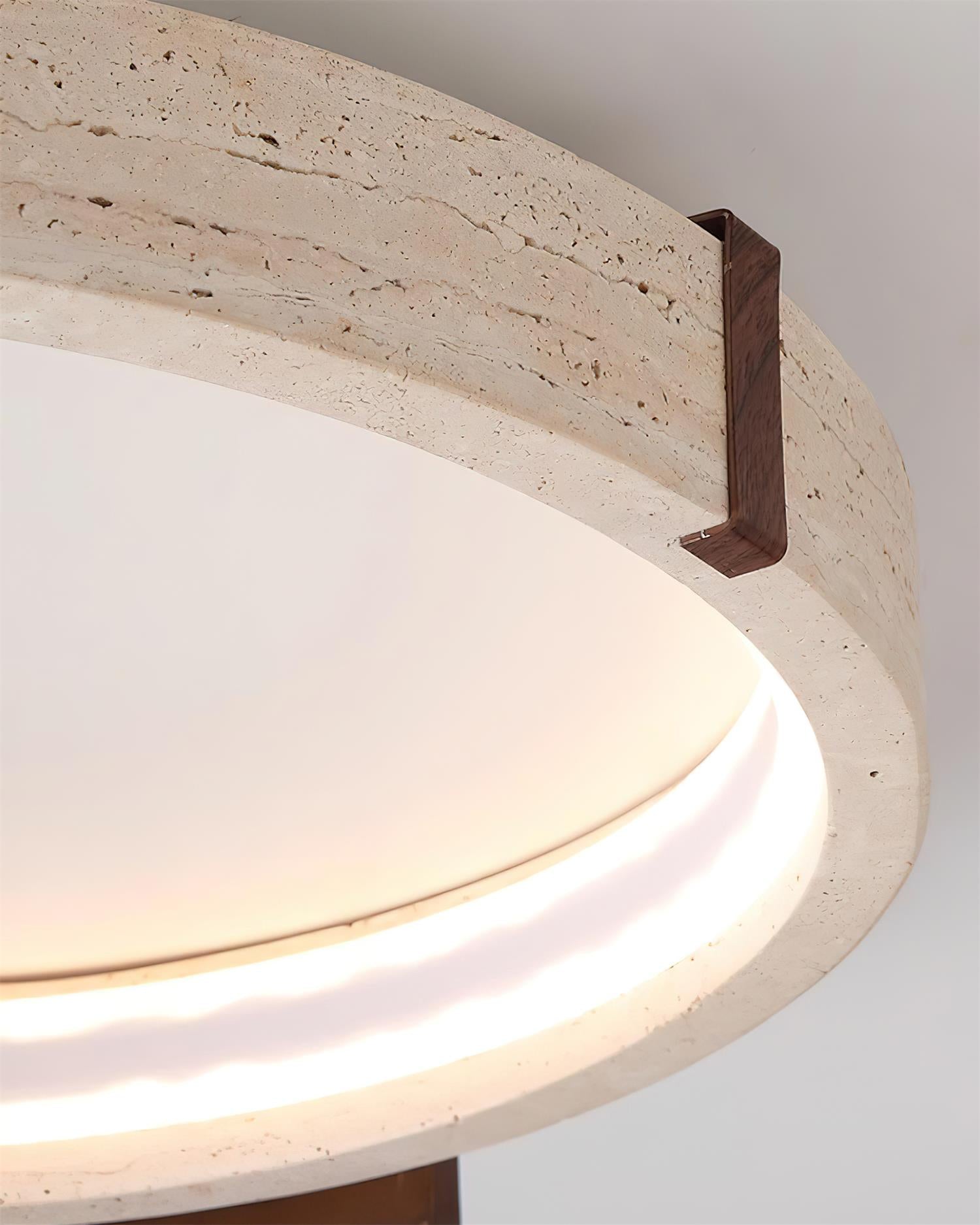 Ritta Ceiling Lamp Halo Sculptural Travertine & Wood - Letslighting