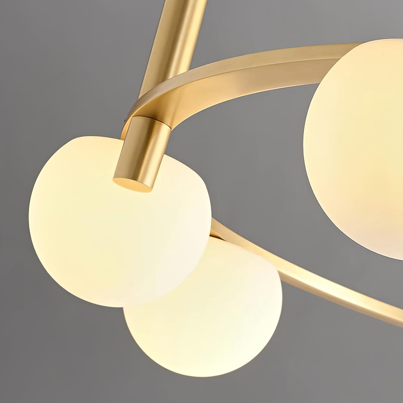 Chandelier Glass Globes Metal Ring Gold Finish Modern - Letslighting